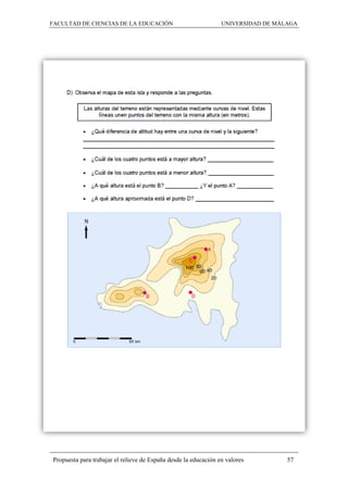 FACULTAD DE CIENCIAS DE LA EDUCACIÓN UNIVERSIDAD DE MÁLAGA
Propuesta para trabajar el relieve de España desde la educación en valores 57
 