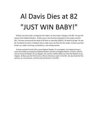 Al davis dies at 82