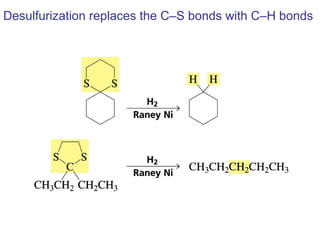 Desulfurization replaces the C–S bonds with C–H bonds
 