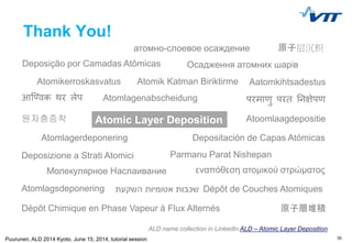 35Puurunen, ALD 2014 Kyoto, June 15, 2014, tutorial session
Thank You!
Atomikerroskasvatus
‫השקעת‬ ‫אטומיות‬ ‫שכבות‬
εναπό...