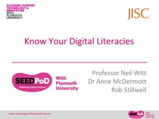 1www.technologyenhancedlearning.net
Know Your Digital Literacies
Professor Neil Witt
Dr Anne McDermott
Rob Stillwell
 