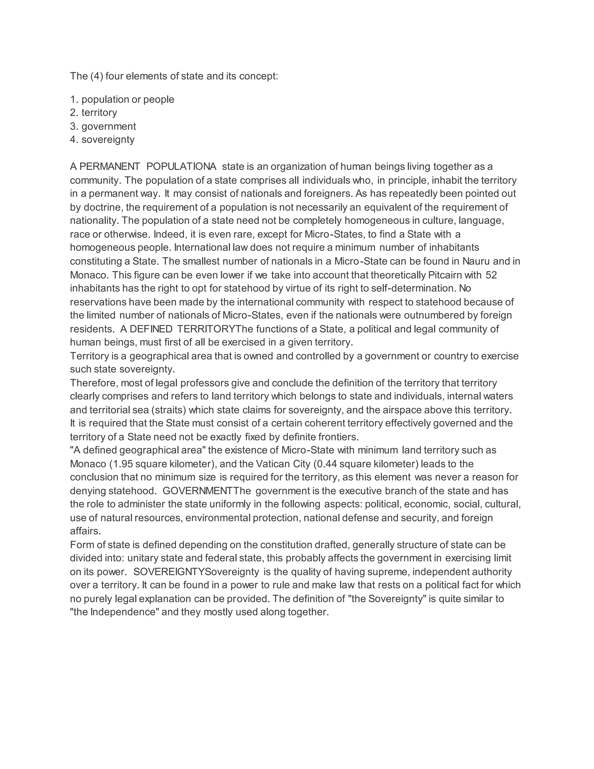 the four elements of state in the Philippines | DOCX