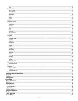 8
Xoll’X ..............................................................................................................................................................................................................167
Zeus................................................................................................................................................................................................................167
The Ascended......................................................................................................................................................................................................168
Axvin Arvanx ..................................................................................................................................................................................................168
Hexxis Arvanx.................................................................................................................................................................................................168
Pandis.............................................................................................................................................................................................................169
Shaykspeyr .....................................................................................................................................................................................................169
Sirsyr ..............................................................................................................................................................................................................169
Sorvah ............................................................................................................................................................................................................170
Velkiri .............................................................................................................................................................................................................170
The Elite ..............................................................................................................................................................................................................171
Hellspawn Nobility ..............................................................................................................................................................................................171
Asmodeus.......................................................................................................................................................................................................171
Baphomet.......................................................................................................................................................................................................171
Graz'zt ............................................................................................................................................................................................................171
Hel..................................................................................................................................................................................................................171
Hera................................................................................................................................................................................................................171
Lilith ...............................................................................................................................................................................................................171
Mammon........................................................................................................................................................................................................171
Mephistopheles .............................................................................................................................................................................................172
Yeenoghu .......................................................................................................................................................................................................172
Pit Fiends.............................................................................................................................................................................................................172
Abholos ..........................................................................................................................................................................................................172
Chaugnar Faugn .............................................................................................................................................................................................172
Cyäegha..........................................................................................................................................................................................................172
Gog-Hoor........................................................................................................................................................................................................172
Gurathnaka ....................................................................................................................................................................................................172
Gwarloth ........................................................................................................................................................................................................173
Hastur.............................................................................................................................................................................................................173
Jubilex ............................................................................................................................................................................................................173
Kassogtha.......................................................................................................................................................................................................173
Mordiggian.....................................................................................................................................................................................................173
Nyarlathotep..................................................................................................................................................................................................173
Nyogtha..........................................................................................................................................................................................................173
Xalafu .............................................................................................................................................................................................................174
Y'golonac........................................................................................................................................................................................................174
Ythogtha.........................................................................................................................................................................................................174
Yug-Siturath ...................................................................................................................................................................................................174
Zathog ............................................................................................................................................................................................................174
Zhar and Lloigor .............................................................................................................................................................................................174
Divine Power Rank..............................................................................................................................................................................................174
Divine Sensitivity............................................................................................................................................................................................177
Ceremonies.........................................................................................................................................................................................................177
Covenants ...........................................................................................................................................................................................................177
Blood Sacrifices ..............................................................................................................................................................................................178
Ill Omens ........................................................................................................................................................................................................178
Special Sacrifices ............................................................................................................................................................................................178
Prayers ................................................................................................................................................................................................................178
The Children of the Reformation ......................................................................................................................................................................178
Demigods...............................................................................................................................................................................................................179
The Elite.................................................................................................................................................................................................................180
The Ascended........................................................................................................................................................................................................180
Cosmology............................................................................................................................................................................................................ 181
Planes of Existence ..............................................................................................................................................................................................181
Acheron..................................................................................................................................................................................................................183
Beyond Reality .....................................................................................................................................................................................................184
The Maelstrom....................................................................................................................................................................................................184
Outer Darkness ...................................................................................................................................................................................................184
The Void..............................................................................................................................................................................................................184
Celestial Nodules..................................................................................................................................................................................................185
Dimensional Bubbles ..........................................................................................................................................................................................185
The Dreamworld..................................................................................................................................................................................................185
Faerie Geography.................................................................................................................................................................................................185
Karmic Wheel .......................................................................................................................................................................................................186
 