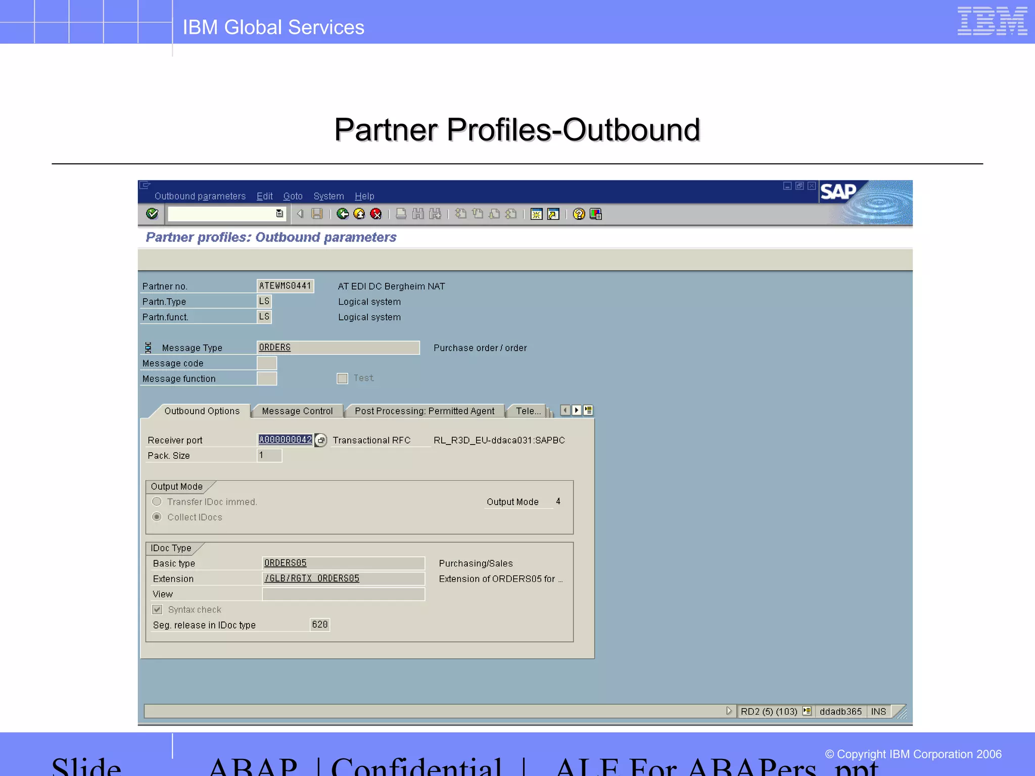 IBM Global Services
© Copyright IBM Corporation 2006
Partner Profiles-OutboundPartner Profiles-Outbound
 