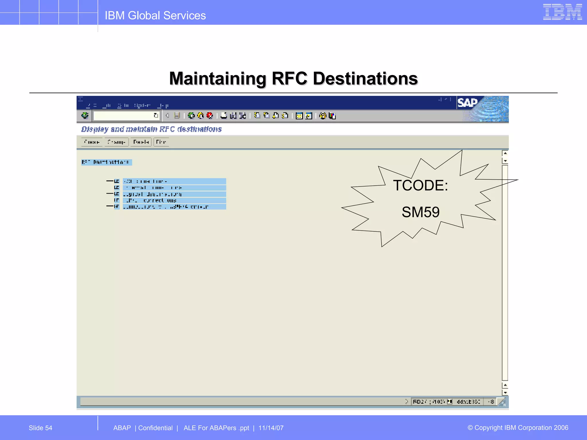 Maintaining RFC Destinations TCODE: SM59 