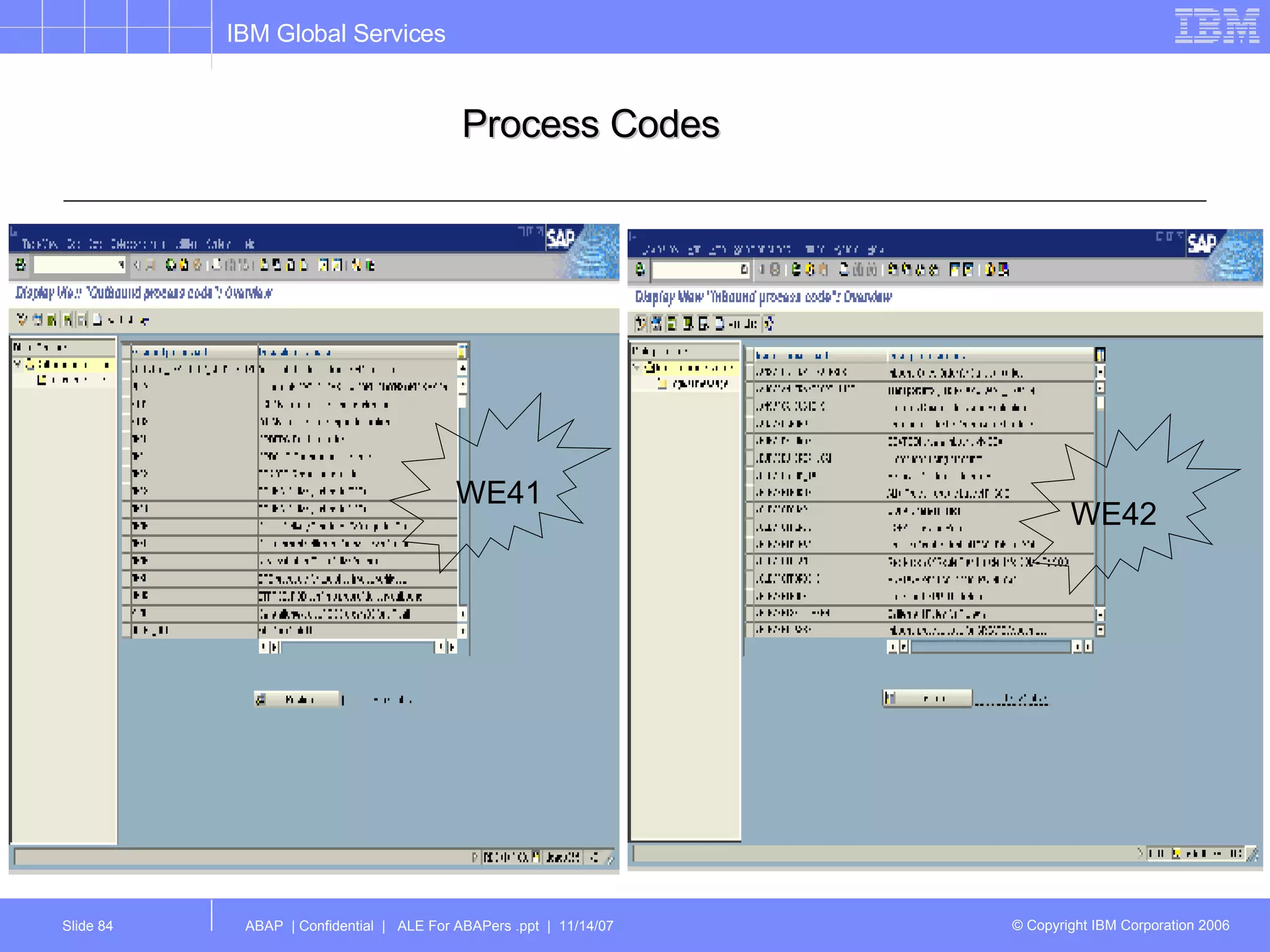 Process Codes WE41 WE42 