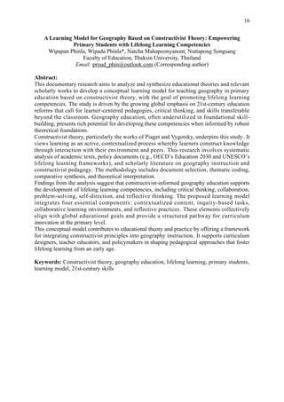 A learning model for geography based on constructivist theory ...