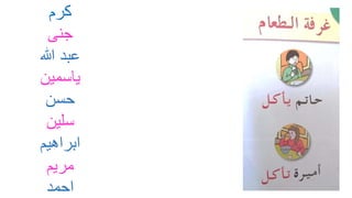 ‫كرم‬
‫جنى‬
‫هللا‬ ‫عبد‬
‫ياسمين‬
‫حسن‬
‫سلين‬
‫ابراهيم‬
‫مريم‬
‫احمد‬
 