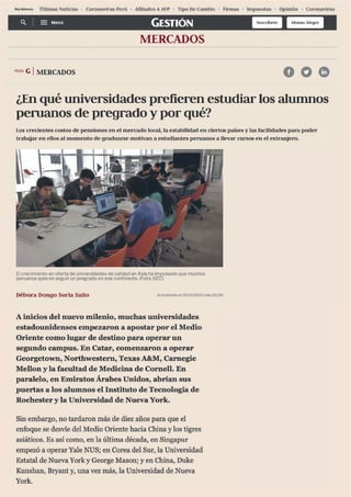 ¿En qué universidades prefieren estudiar los alumnos peruanos de pregrado y por qué? | Gestión