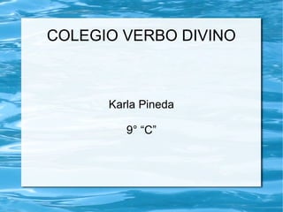 COLEGIO VERBO DIVINO



      Karla Pineda

         9° “C”
 