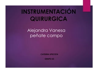 INSTRUMENTACIÓN 
QUIRURGICA 
Alejandra Vanesa 
peñate campo 
CATDERA UPECISTA 
GRUPO 53 
 