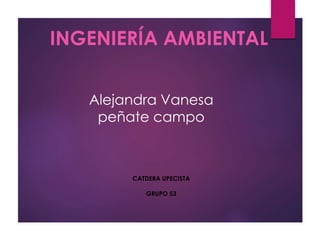 INGENIERÍA AMBIENTAL 
Alejandra Vanesa 
peñate campo 
CATDERA UPECISTA 
GRUPO 53 
 