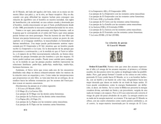 de El Mundo, del lado del águila y del león, tiene en su mano un ele­mento 
fálico (un palo) y, en la otra, un frasco receptivo. Hoy en día, 
cuando con gran dificultad las mujeres luchan para conseguir una 
relación de equilibrio con el hombre en nuestra sociedad, tras siglos 
de humillación y de esclavitud, en una cultura creada y dominada por 
el hombre, resulta emocionante ver que el Tarot, probablemente desde 
el año 1000, proclamaba la necesaria complementariedad de los sexos. 
Vamos a ver aquí, para cada personaje con figura humana, cuál es 
la pareja que le corresponde en el orden del Tarot y qué otras parejas 
puede formar con otros personajes. Para los lectores de este libro que 
formen una pareja homosexual, es necesario aclarar un punto de este 
capítulo: en el lenguaje simbólico, la masculinidad y la feminidad son 
fuerzas metafóricas. Una mujer puede perfectamente sentirse repre-sentada 
por El Emperador o El Sol, mientras que un hombre puede 
recibir La Emperatriz o La Luna. En la descripción de las parejas que 
presentamos a continuación, y en la medida en que el Tarot es infini-to, 
y el espacio de un libro necesariamente reducido, no hemos desa-rrollado 
las parejas formadas por dos hombres o por dos mujeres. El 
lector podrá realizar este estudio. Puede tener sentido para cualquie-ra, 
en la medida en que las parejas pueden también representar las 
relaciones familiares: padre-hijo, padre-hija, madre-hija, madre-hijo, 
hermano-hermana, etc. 
Asimismo, el breve texto que evoca cada uno de los encuentros 
detallados más abajo no abarca exhaustivamente todos los matices de 
la relación entre un arquetipo y otro. Como todas las interpretaciones 
que proponemos en este libro, se trata más bien de un enfoque, de un 
sendero hacia las infinitas resonancias que los arcanos del Tarot pue-den 
evocar en nuestra consciencia. 
Abordaremos las parejas en el orden siguiente: 
1. El Loco y El Mundo (XXI). 
2. El Mago (I) y La Fuerza (XI). 
-Las parejas de El Mago con las demás cartas femeninas. 
-Las parejas de La Fuerza con las demás cartas masculinas. 
3. La Papisa (II) y El Papa (V). 
-Las parejas de La Papisa con las restantes cartas masculinas. 
-Las parejas de El Papa con las restantes cartas femeninas. 
40 6 
4. La Emperatriz (III) y El Emperador (IIII). 
-Las parejas de La Emperatriz con las restantes cartas masculinas. 
-Las parejas de El Emperador con las restantes cartas femeninas. 
5. El Carro (VII) y La Estrella (XVII). 
-Las parejas de El Carro con las restantes cartas femeninas. 
-Las parejas de La Estrella con las restantes cartas masculinas. 
6. La Justicia (VIII) y El Ermitaño (VIIII). 
-Las parejas de La Justicia con las restantes cartas masculinas. 
-Las parejas de El Ermitaño con las restantes cartas femeninas. 
7. La Luna (XVIII) y El Sol (XVIIII). 
La relación de pareja 
El Loco-El Mundo 
Orden El Loco-XXI. Hemos visto que estos dos arcanos represen-tan 
el alfa y el omega de los arcanos mayores, el primero y el último 
escalón, los dos puntos entre los cuales se despliegan todas las posibili-dades. 
Pero ¿qué pareja forman? Cuando se los coloca en este orden, 
poniendo El Loco yendo hacia El Mundo, se ve a un hombre barbu­­do, 
con un hatillo y un bastón de color rojo, dirigiéndose hacia una 
mujer desnuda que danza en medio de un óvalo de hojas azules. El 
Loco puede considerarse como la energía fundamental, sin defini-ción, 
es decir, sin límites. Así es como la Biblia nos presenta la energía 
creadora divina, actividad sin límite y sin precedente, surgida de una 
nada sin tiempo y sin espacio. Pero si El Loco estuviera solo correría el 
riesgo de girar sin parar alrededor de su palo. La energía creativa no 
es nada sin la energía material, su criatura. Y he aquí que El Mundo se 
ofrece, con sus cuatro elementos como cuatro puntos cardinales y, en 
el centro, la mujer-materia inseminada por la energía de El Loco. 
407 
 