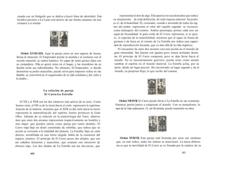 casada con un fotógrafo que se dedica a hacer fotos de identidad. Este 
hombre permite a La Luna vivir dentro de sus límites amantes sin trai-cionarse 
a sí misma. 
Orden XVIII-IIII. Aquí la pareja entra en una especie de locura. 
Reina la intuición. El Emperador pierde la medida y el contacto con el 
mundo material, se vuelve lunático. Es capaz de tener quince hijos con 
su compañera. Ella es quien reina en el hogar, y los miembros de su 
familia serán sus subordinados. No obstante, El Emperador, si decide 
demostrar su poder masculino, puede servir para imponer orden en esa 
familia: se convertirá en el organizador de la vida cotidiana y del culto a 
la madre... 
La relación de pareja 
El Carro-La Estrella 
El VII y el XVII son los dos números más activos de su serie. Como 
hemos visto, el VII va de la tierra hacia el cielo: representa la espiritua-lización 
de la materia, mientras que el XVII va del cielo hacia la tierra: 
representa la materialización del espíritu. Juntos producen la Gran 
Obra. Además de su relación en la numerología del Tarot, observa­mos 
que estos dos arcanos representan respectivamente un hombre y 
una mujer, que pueden unirse como pareja por varios detalles. El 
Carro viaja bajo un dosel constelado de estrellas, que indica que su 
acción se extiende a la totalidad del planeta. La Estrella, bajo un cielo 
abierto, arrodillada en una tierra elegida, habla de la extensión del 
espacio cósmico. El príncipe de El Carro posee dos aliados, que son 
sus caballos femenino y masculino, que avanzan con intención de 
obtener algo. Los dos aliados de La Estrella son sus dos jarras, que 
440 
representan el don de algo. Ella aparece en una desnudez que indica 
su alejamiento de toda definición, de toda riqueza material. Su poder 
es e1 de la humildad. Él, coronado, vestido e investido de todos los sig-nos 
del poder, representa el valor del orgullo sagrado: se reconoce 
como mensajero del cosmos. Ambos personajes portan cada uno un 
signo de fecundidad: la gota verde de El Carro representa, si se quie-re, 
el esperma de la inmortalidad, mientras que el signo en forma de 
germen o de boca en el vientre de La Estrella nos indica una capaci-dad 
de reproducción fecunda, que va más allá de la vida orgánica. 
El encuentro de estos dos arcanos crea una acción en el mundo de 
gran intensidad. Sus fuerzas son iguales pero tienen actitudes distin-tas 
El príncipe de El Carro conquista, pero se deja llevar hacia el 
mundo No es necesariamente guerrero, puede tener como misión 
sembrar el espíritu en el mundo material. La Estrella actúa, por su 
parte, desde un lugar preciso. Ha encontrado su lugar sagrado y da al 
mundo, en perpetuo flujo, lo que recibe del cosmos. 
Orden VII-XVII. El Carro puede llevar a La Estrella en sus aventuras. 
Entonces parten juntos a conquistar el mundo. Con su nomadismo, la 
saca de la vida sedentaria. O, sin llevársela, puede transmitir su obra. 
Orden XVII-VII. Esta pareja está formada por seres tan similares 
que, en este orden, todos los valores se mantienen. La única diferen-cia 
es que la movilidad de El Carro se ve frenada por lo estático de su 
441 
 