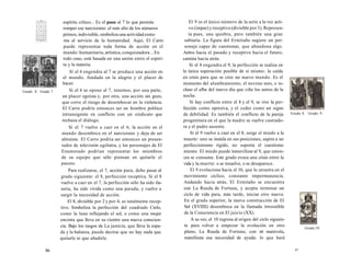 Grado fi. Grada 7 
espíritu crítico... Es el paso al 7 lo que permite 
romper ese narcisismo: el más alto de los números 
primos, indivisible, simboliza una actividad extre-ma 
al servicio de la humanidad. Aquí, El Carro 
puede representar toda forma de acción en el 
mundo: humanitaria, artística, conquistadora... En 
todo caso, está basada en una unión entre el espíri-tu 
y la materia. 
Si el 6 engendra al 7 se produce una acción en 
el mundo, fundada en la alegría y el placer de 
hacer. 
Si el 6 se opone al 7, tenemos, por una parte, 
un placer egoísta y, por otra, una acción sin gozo, 
que corre el riesgo de desembocar en la violencia. 
El Carro podría entonces ser un hombre político 
intransigente en conflicto con un sindicato que 
rechaza el diálogo. 
Si el 7 vuelve a caer en el 6, la acción en el 
mundo desemboca en el narcisismo y deja de ser 
altruista. El Carro podría ser entonces un presen-tador 
de televisión ególatra, y los personajes de El 
Enamorado podrían representar los miembros 
de su equipo que sólo piensan en quitarle el 
puesto. 
Para realizarse, el 7, acción pura, debe pasar al 
grado siguiente: el 8, perfección receptiva. Si el 8 
vuelve a caer en el 7, la perfección sólo ha sido ilu-soria, 
ha sido vivida como una parada, y vuelve a 
surgir la necesidad de acción. 
El 8, divisible por 2 y por 4, es totalmente recep-tivo. 
Simboliza la perfección del cuadrado Cielo, 
como la luna reflejando el sol, o como una mujer 
encinta que lleva en su vientre una nueva conscien-cia. 
Bajo los rasgos de La justicia, que lleva la espa-da 
y la balanza, puede decirse que no hay nada que 
quitarle ni que añadirle. 
86 
El 9 es el único número de la serie a la vez acti-vo 
(impar) y receptivo (divisible por 3). Represen-ta 
pues, una quiebra, pero también una gran 
sabiuría. La figura del Ermitaño sugiere un per-sonaje 
capaz de cuestionar, que abandona algo. 
Activo hacia el pasado y receptivo hacia el futuro, 
camina hacia atrás. 
Si el 8 engendra el 9, la perfección se realiza en 
la única superación posible de sí mismo: la caída 
en crisis para que se cree un nuevo mundo. Es el 
momento del alumbramiento, el noveno mes, o in-cluso 
el alba del nuevo día que ciñe los astros de la 
noche. 
Si hay conflicto entre el 8 y el 9, se vive la per-fección 
como opresiva, y el ceder como un signo 
de debilidad. Es también el conflicto de la pareja 
progenitura en el que la madre se vuelve castrado-ra 
y el padre ausente. 
Si el 9 vuelve a caer en el 8, surge el miedo a la 
muerte: uno se instala en sus posiciones, aspira a un 
perfeccionismo rígido, no soporta el cuestiona-miento. 
El miedo puede inmovilizar al 9, que enton-ces 
se consume. Este grado evoca una crisis entre la 
vida y la muerte: o se resuelve, o se desaparece. 
El 9 evoluciona hacia el 10, que lo arrastra en el 
movimiento cíclico, constante impermanencia. 
Andando hacia atrás, El Ermitaño se encuentra 
con La Rueda de Fortuna, y acepta terminar un 
ciclo de vida para, más tarde, iniciar otro nuevo. 
En el grado superior, la nueva construcción de El 
Sol (XVIIII) desemboca en la llamada irresistible 
de la Consciencia en El juicio (XX). 
A su vez, el 10 regresa al origen del ciclo siguien-te 
para volver a empezar la evolución en otro 
plano, La Rueda de Fortuna, con stt manivela, 
manifiesta esa necesidad de ayuda: lo que hará 
Grada 8. Grado 9. 
Grado 10. 
87 
 
