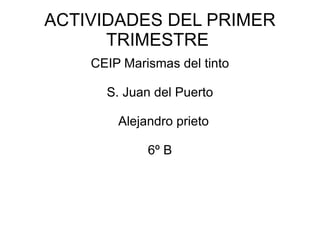 ACTIVIDADES DEL PRIMER TRIMESTRE  CEIP Marismas del tinto S. Juan del Puerto Alejandro prieto  6º B 
