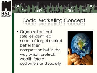 Organization that satisfies identified needs of target market better then competition but in the way which protects wealth fare of customers and society 