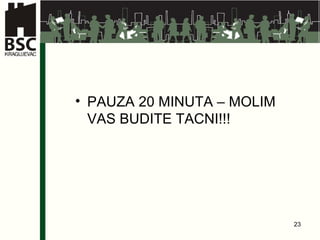 PAUZA 20 MINUTA – MOLIM VAS BUDITE TACNI!!! 