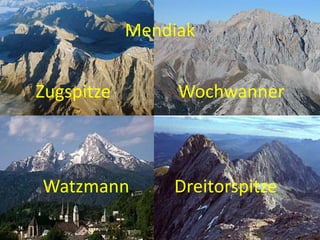 Mendiak
Zugspitze Wochwanner
Watzmann Dreitorspitze
 