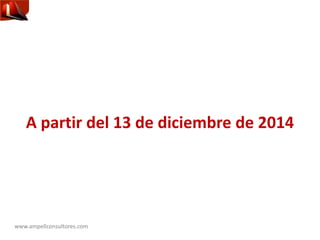 www.ampellconsultores.com
A partir del 13 de diciembre de 2014
 