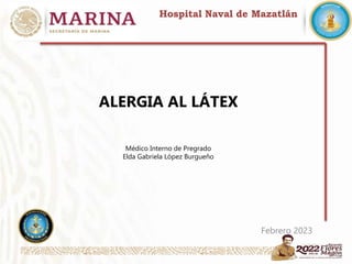 ALERGIA AL LÁTEX
Médico Interno de Pregrado
Elda Gabriela López Burgueño
1
Hospital Naval de Mazatlán
Febrero 2023
 