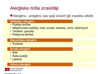 3
Anda Arbidāne, MF V 1.grupa
 Alergēns - antigēns, kas spēj izraisīt IgE mediētu atbildi
Alerģiska rinīta izraisītāji
 