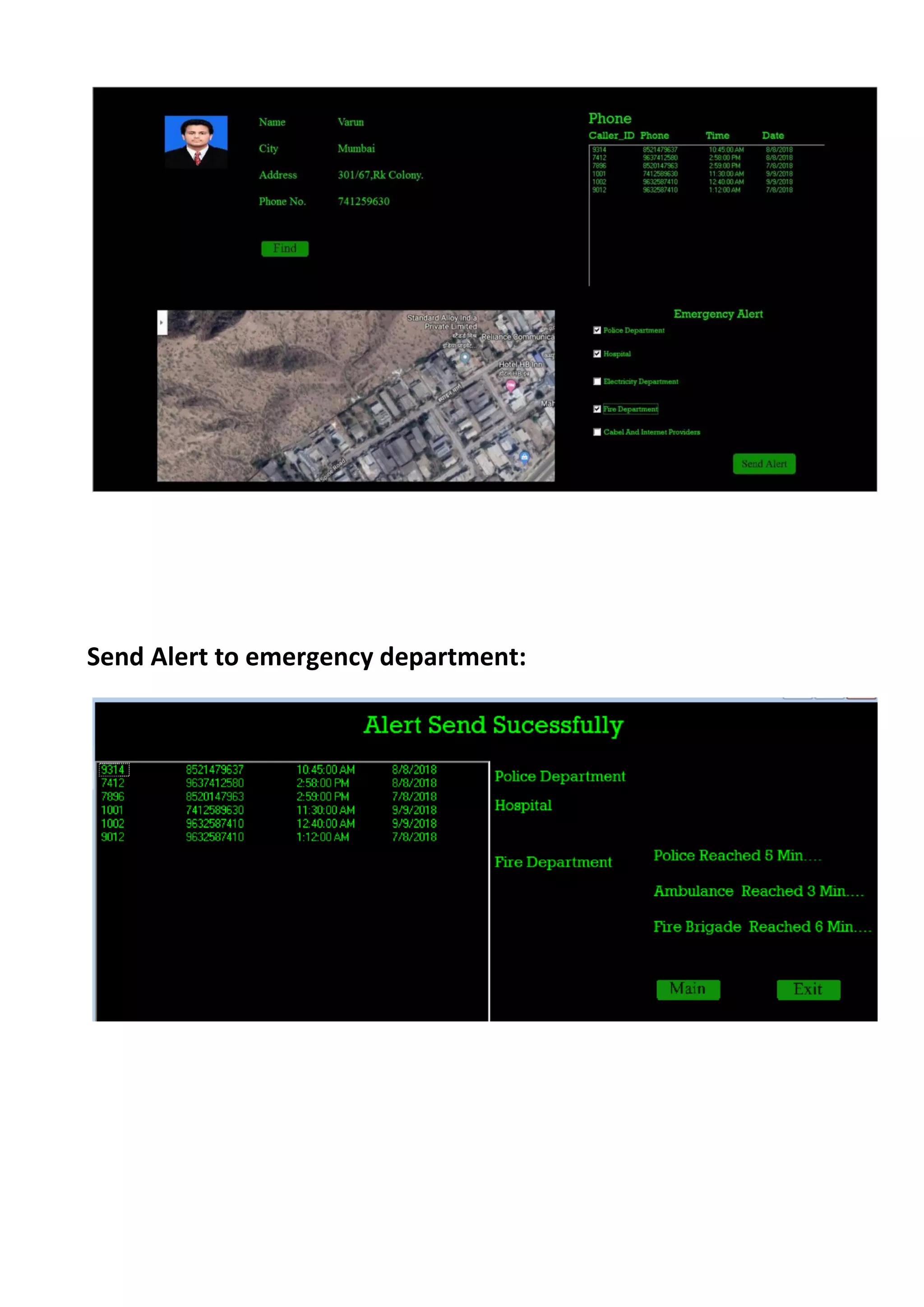 Send Alert to emergency department: