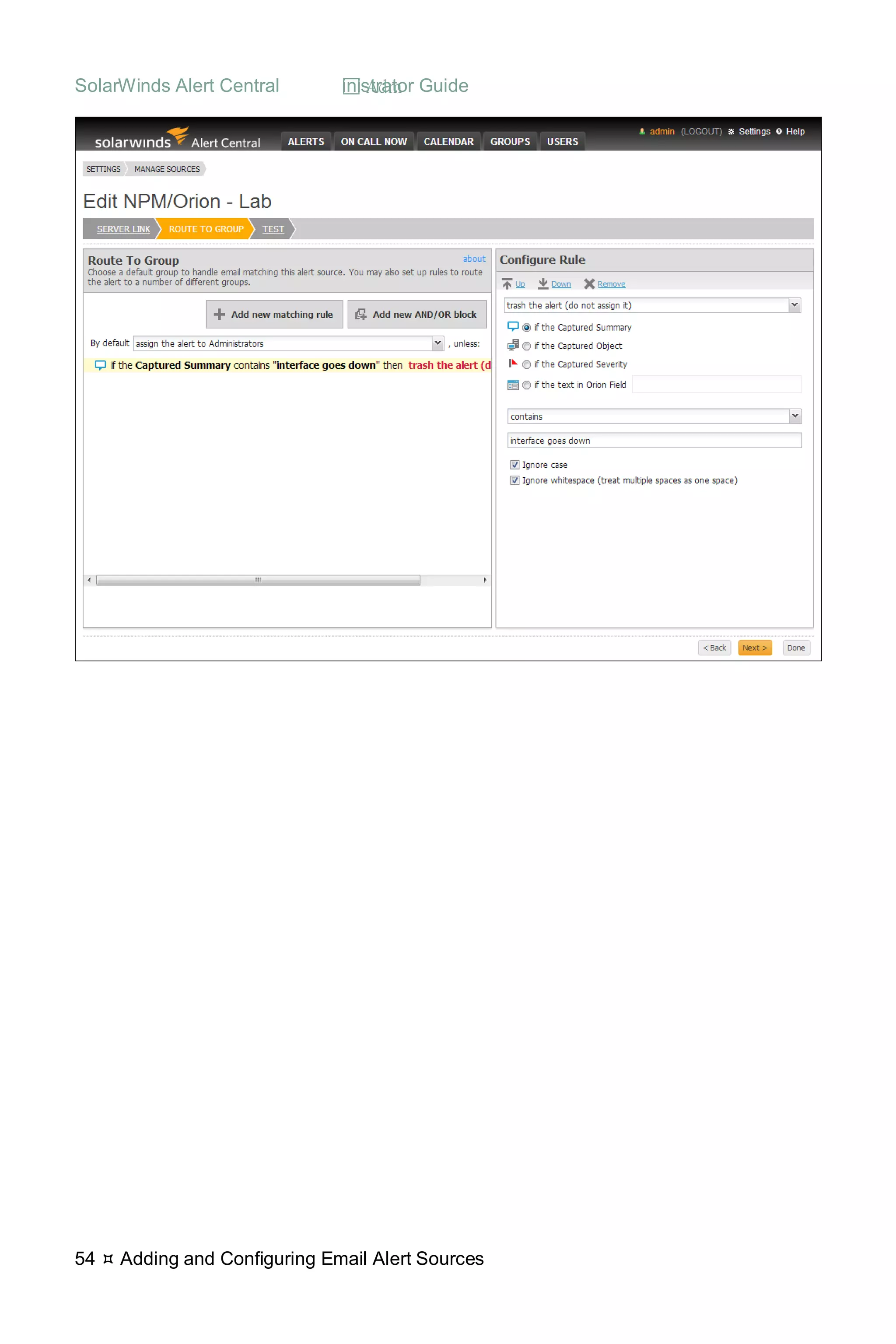 SolarWinds Alert Central  Administrator Guide
54  Adding and Configuring Email Alert Sources
 