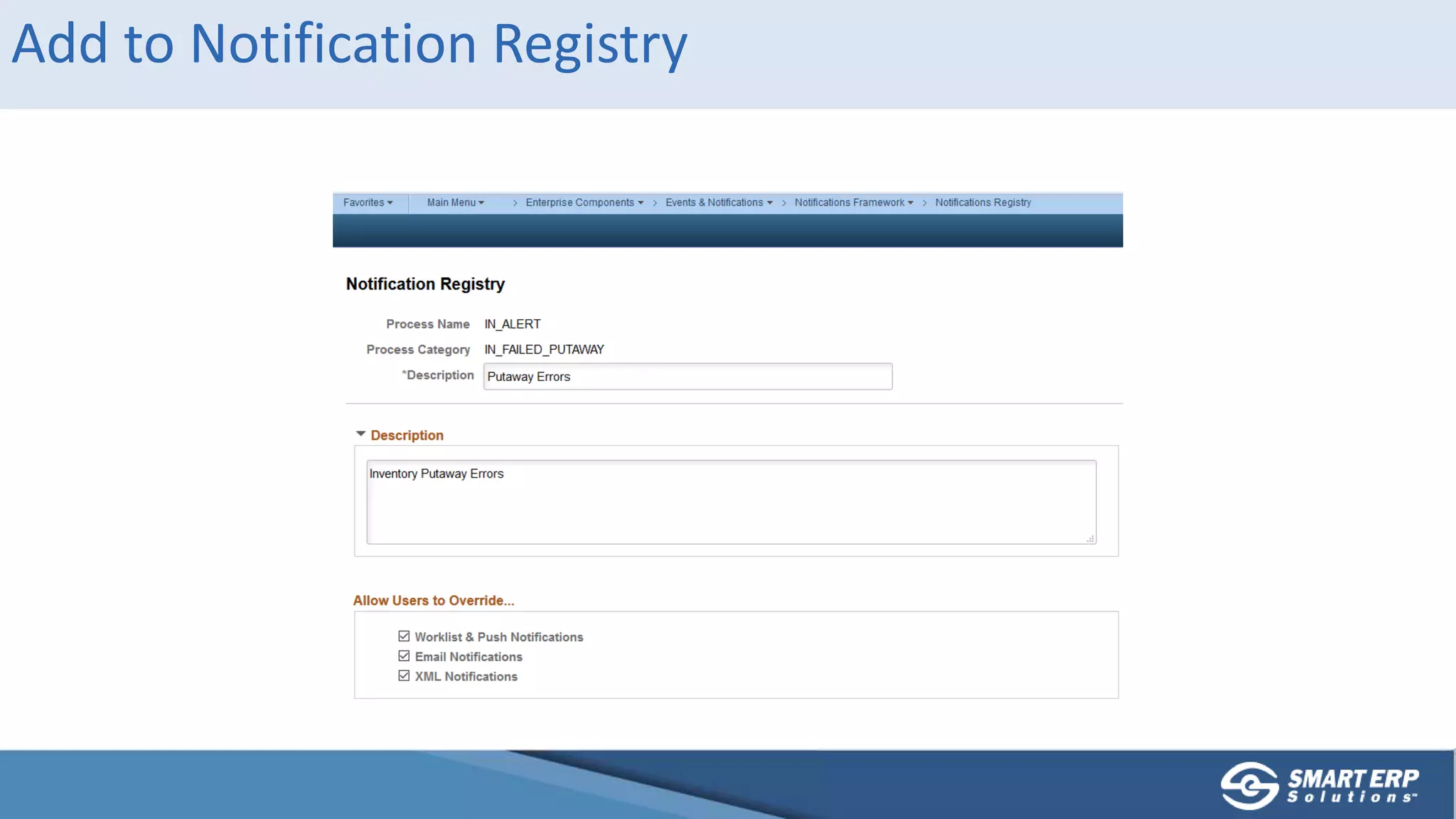 Add to Notification Registry
 