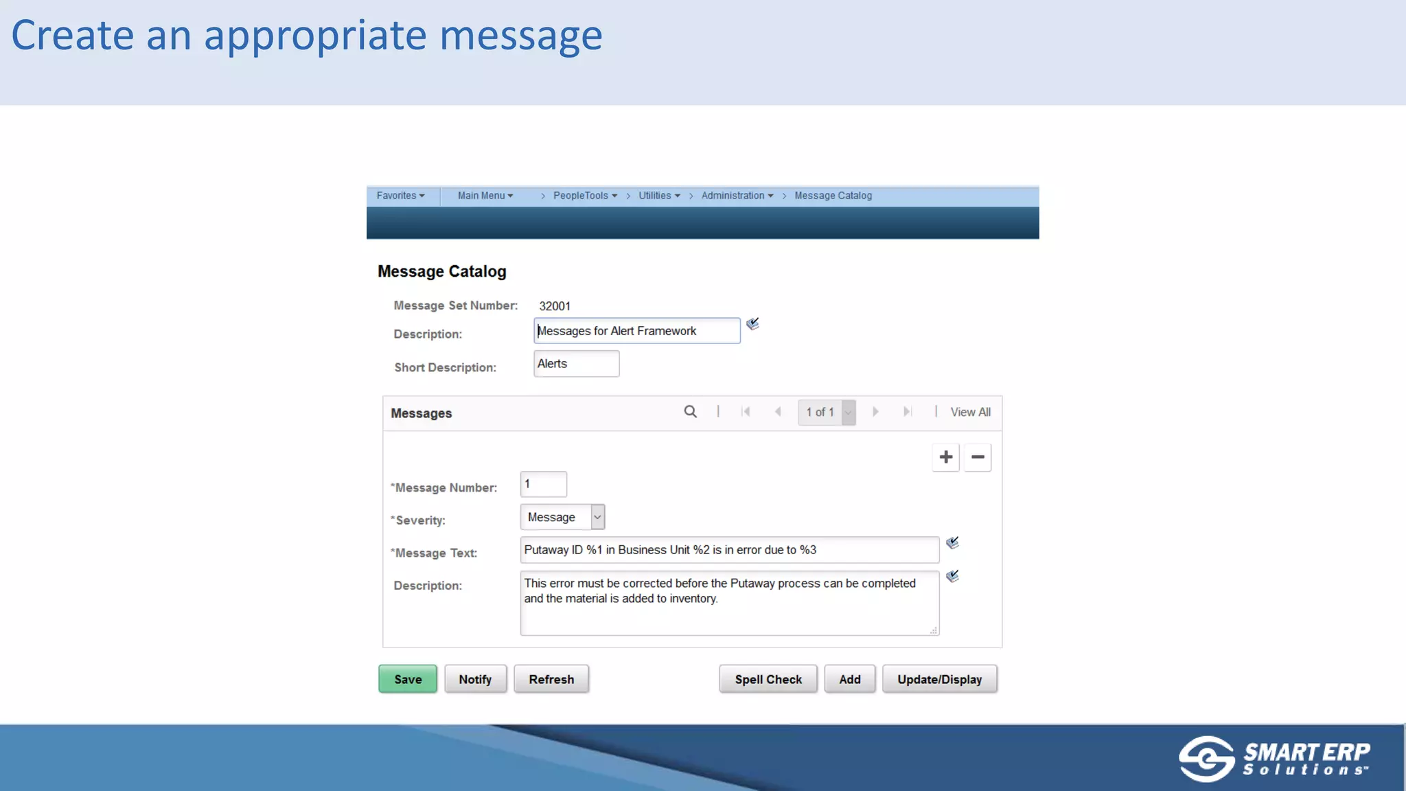 Create an appropriate message
 