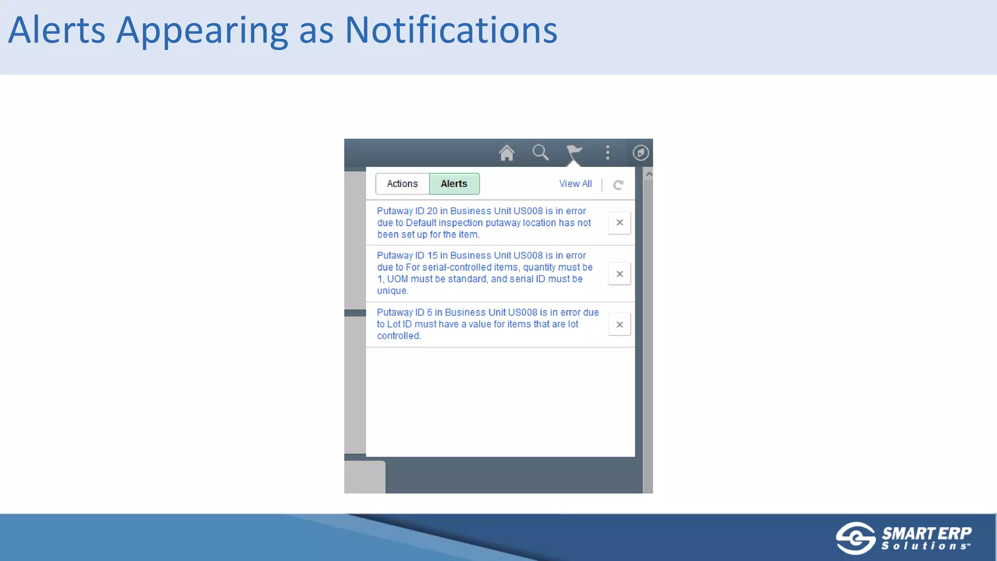 Alerts Appearing as Notifications
 