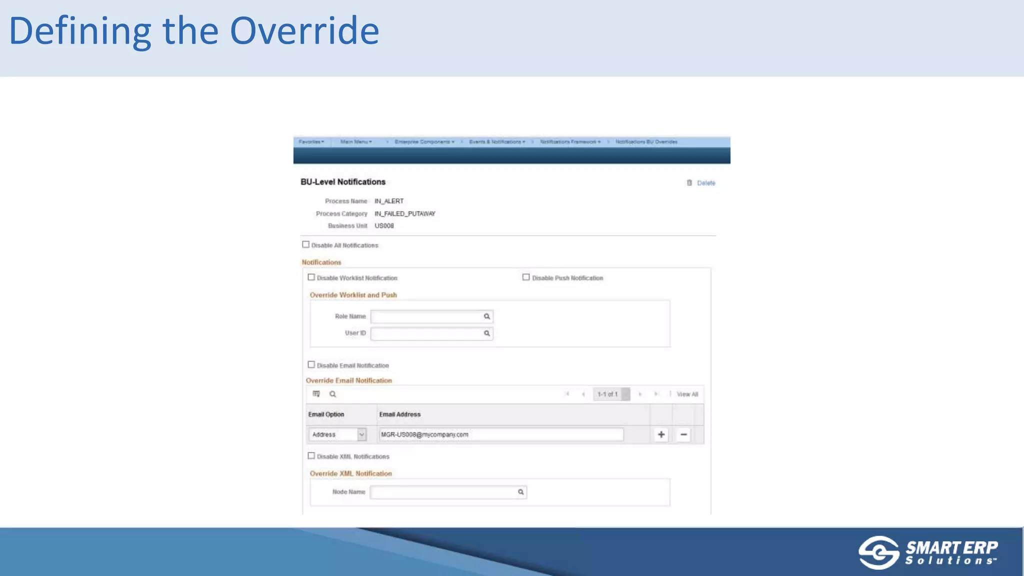 Defining the Override
 
