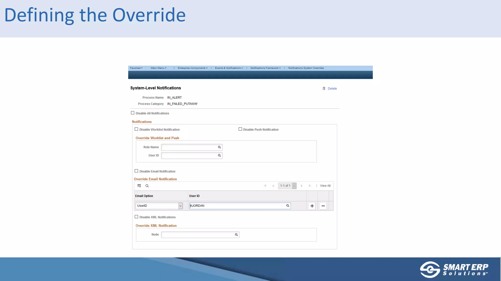 Defining the Override
 