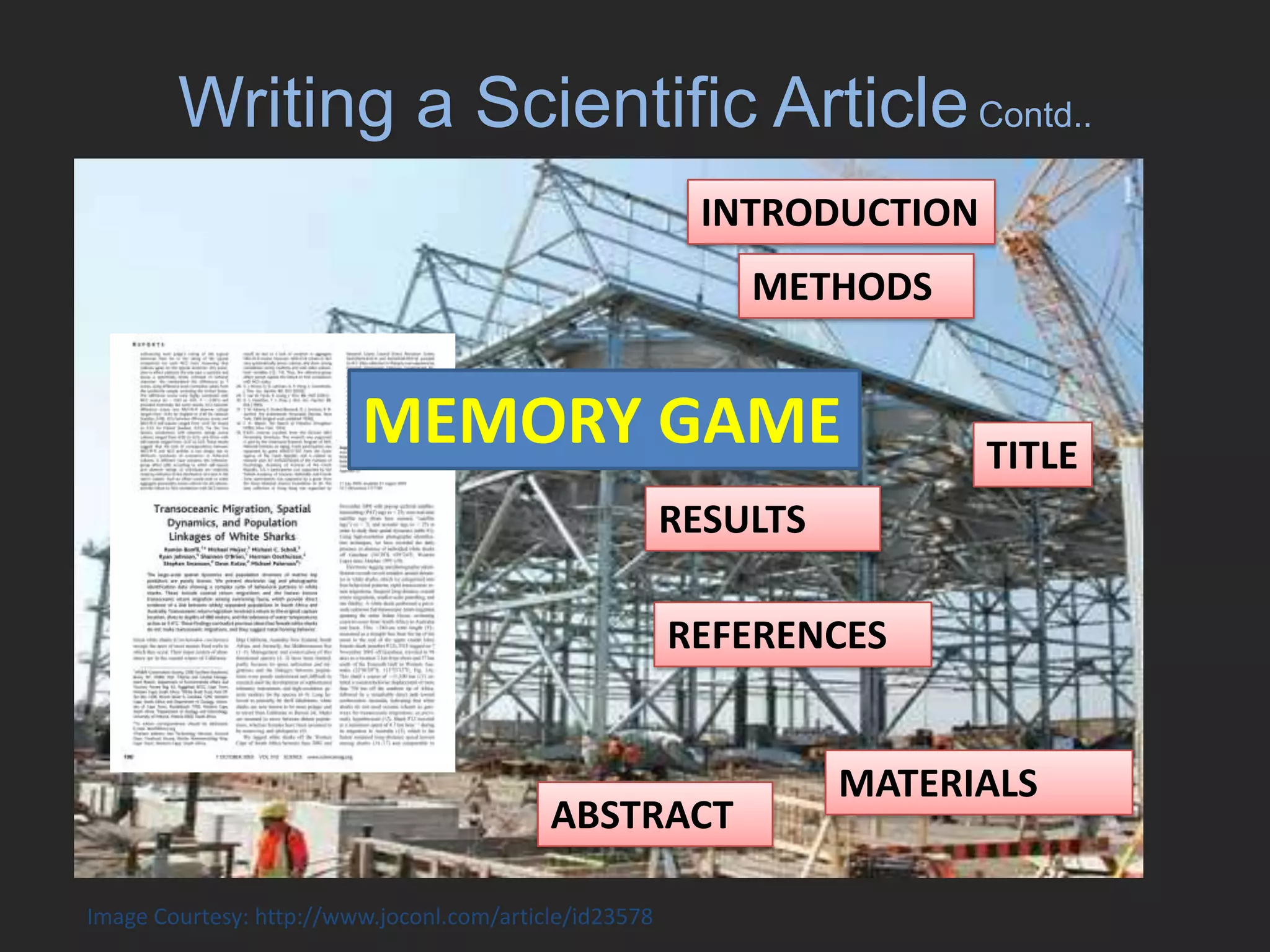 Uses statistical/mathematical methods to combine numerical data from various earlier studies Writing a Scientific ArticleWriting StructureAnalysisBefore writing anything, Analyze Your Data!Identify the key conceptsTarget the audience, do audience analysis.Indentify the actual technical material.DesignOrganize all information and dataGroup the key concepts.Structure the layout.. (Tables and figures)