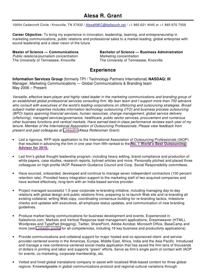 master of business administration resumes