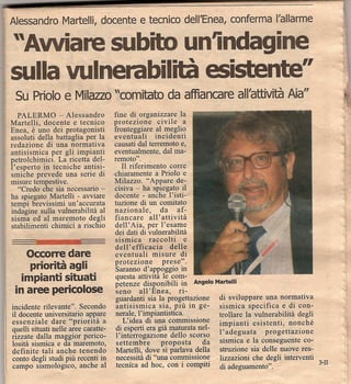 Alessandro martelli indagine vulnerabilità delle aree industriali.