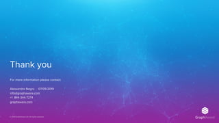 © 2019 GraphAware Ltd. All rights reserved.
Thank you
For more information please contact:
Alessandro Negro · 07/05/2019 
info@graphaware.com
+1 844-344-7274
graphaware.com
 