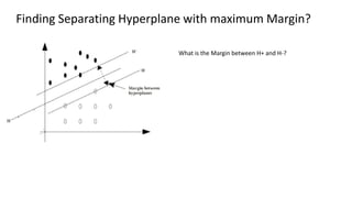 Finding Separating Hyperplane with maximum Margin?
What is the Margin between H+ and H-?
 