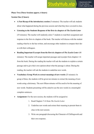 A Lesson Plan A Proposed Methodology For Teaching The Scarlet Letter | PDF