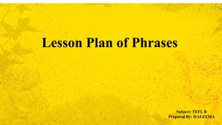 A lesson plan for noun and verb phrase | PPTX