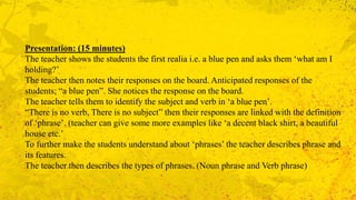 A lesson plan for noun and verb phrase | PPTX