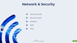 9
Network & Security
+ Network Audit
+ Security Audit
+ SDWAN
+ SDN
+ NOC
 