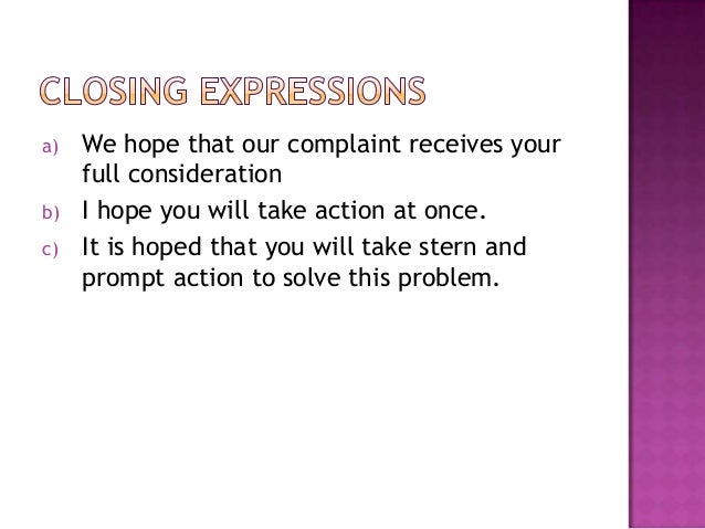 A letter of complaint 2012