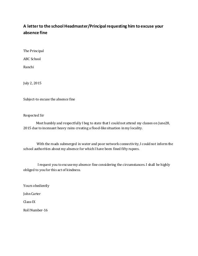 how to write an application letter to the headmaster