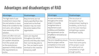Advantages and disadvantages of RAD
22
 