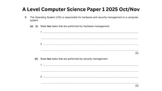 A Level Computer Science Paper 1 2025 Oct/Nov
 