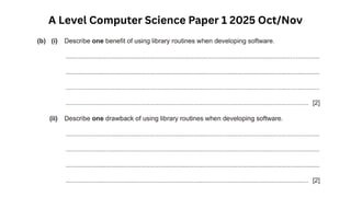 A Level Computer Science Paper 1 2025 Oct/Nov
 