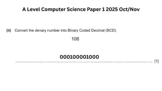 A Level Computer Science Paper 1 2025 Oct/Nov
000100001000
 