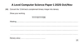 A Level Computer Science Paper 1 2025 Oct/Nov
 