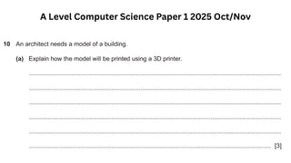 A Level Computer Science Paper 1 2025 Oct/Nov
 